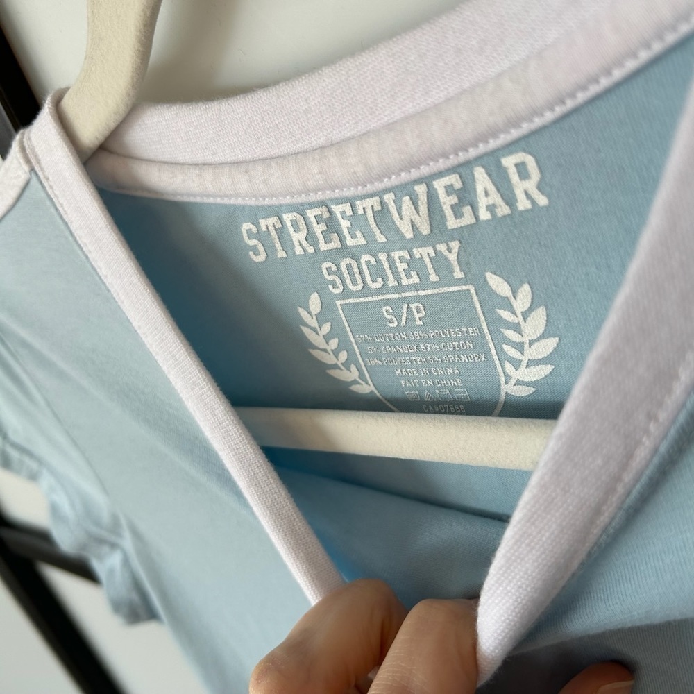 [S] Streetwear Society Argentina Soccer Logo Baby Blue Fitted Short Sleeve Tee - Picture 8 of 8